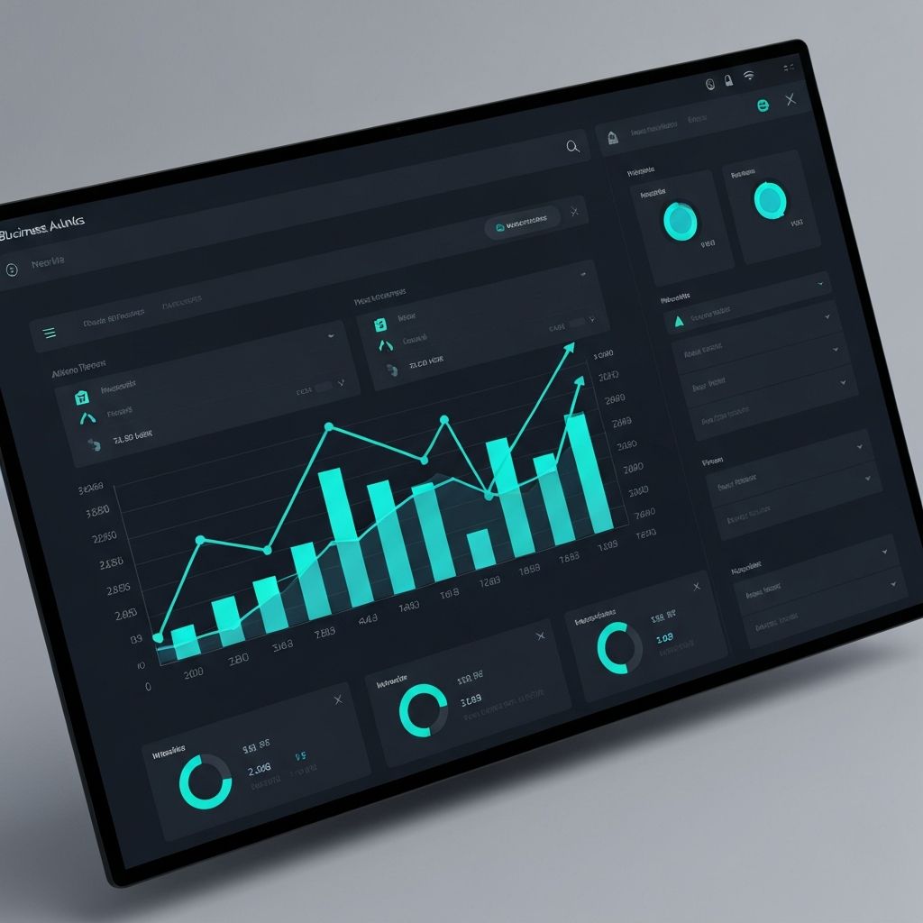 Business analytics dashboard showing growth metrics